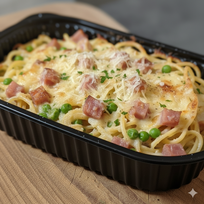 Tagliolini BB al Gratin Prosciutto e Piselli